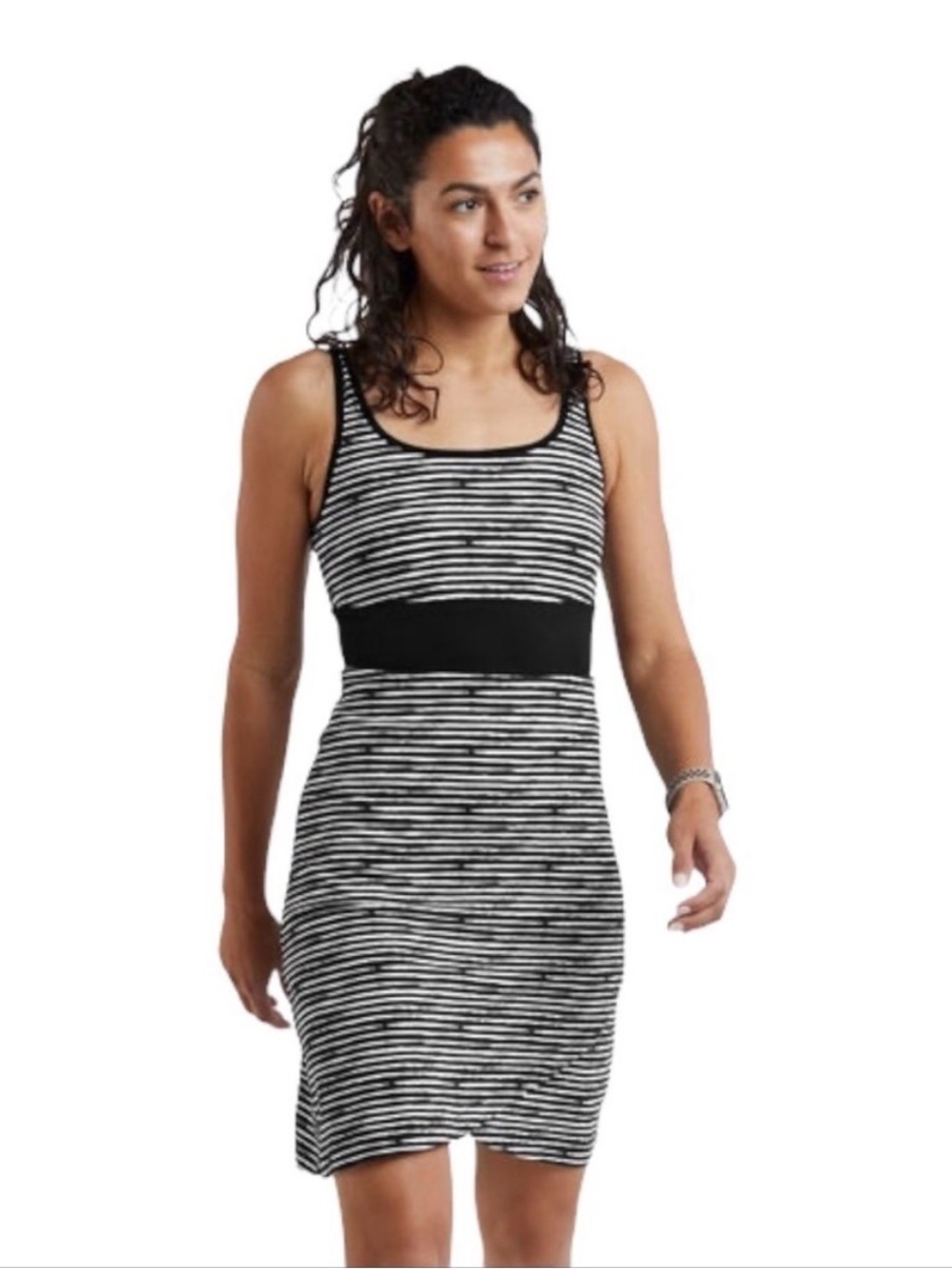 Title Nine Updated Connelly Dress Black Painted Stripe Built In Bra Size S NWT